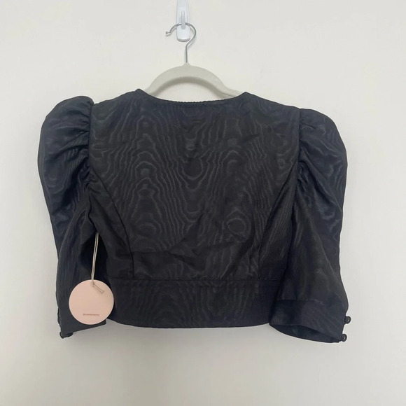 NWT Camila Coelho Micaela Black Crop Top Sz CS sexy feminine statement sleeve - Picture 5 of 9